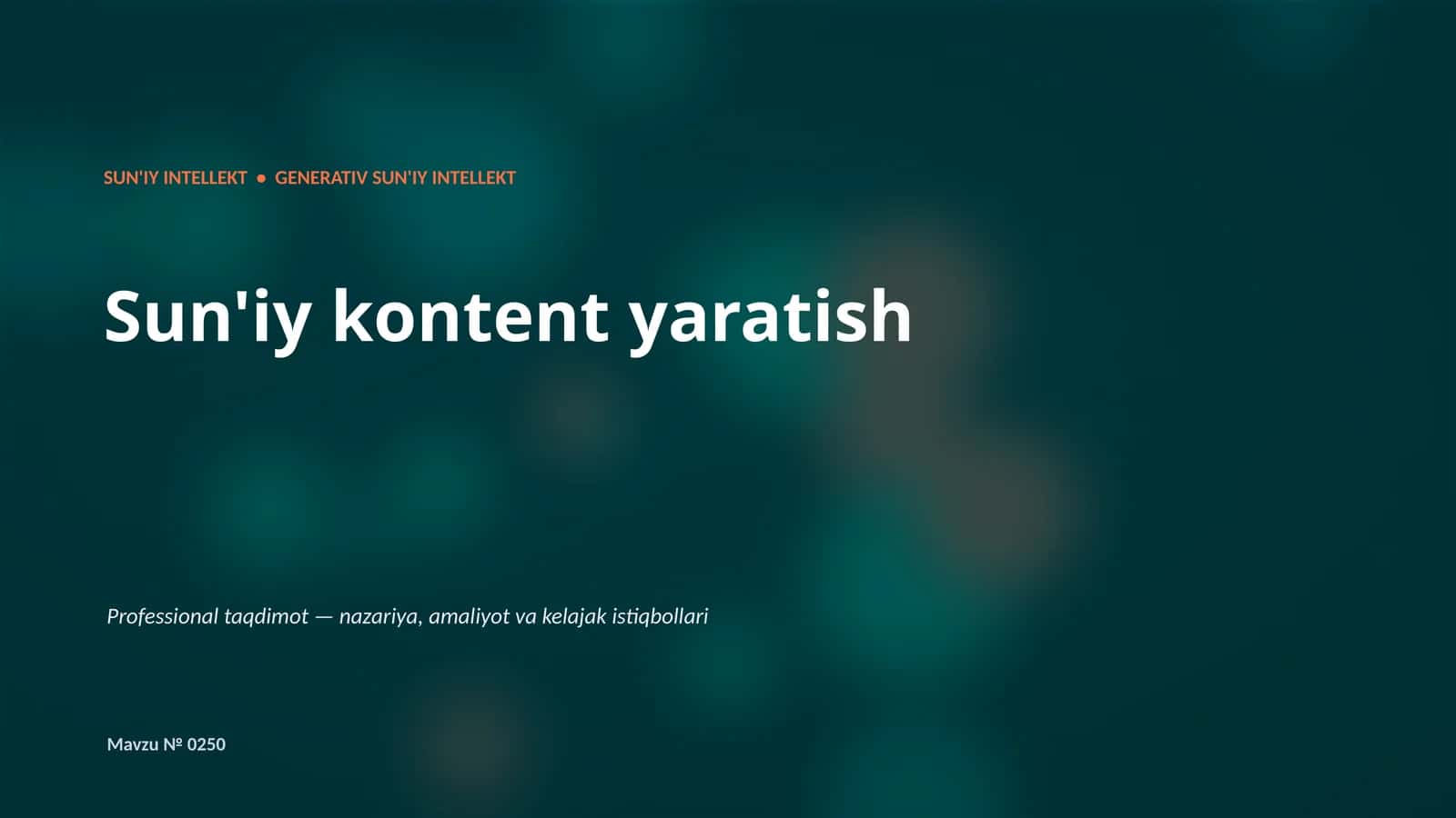 Generativ SUN'IY INTELLEKT