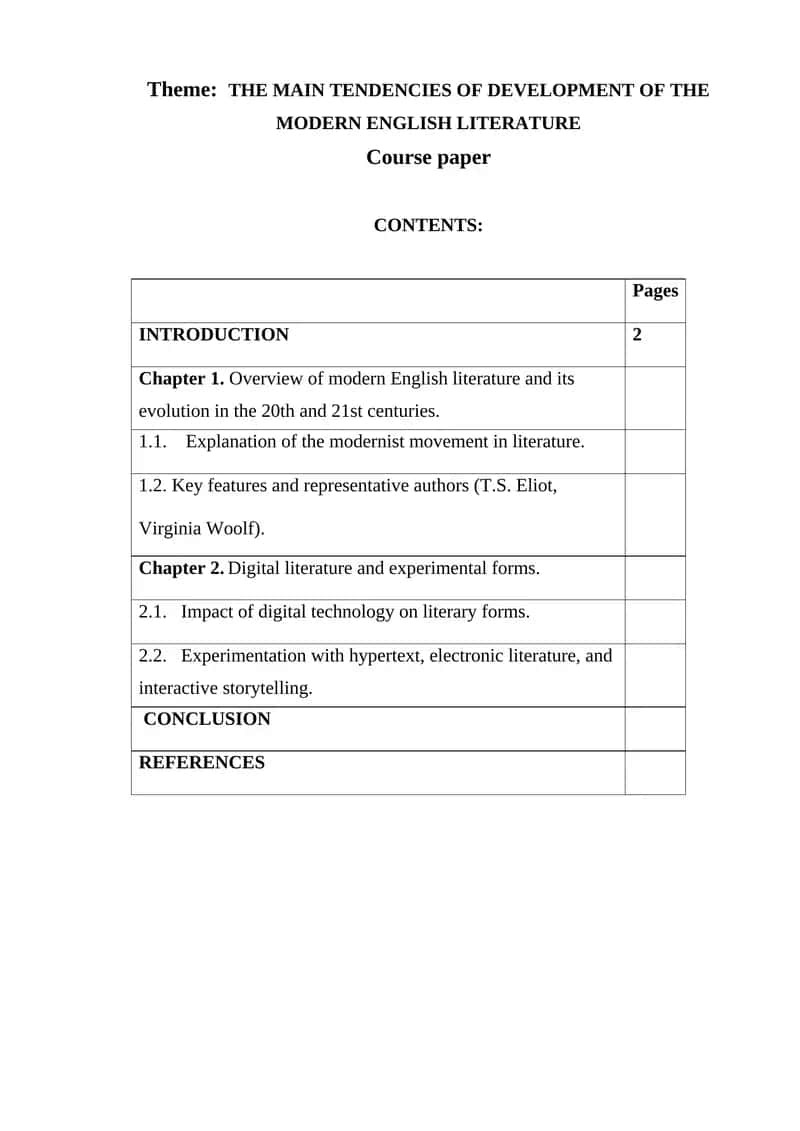 THE MAIN TENDENCIES OF DEVELOPMENT OF THE MODERN ENGLISH LITERATURE