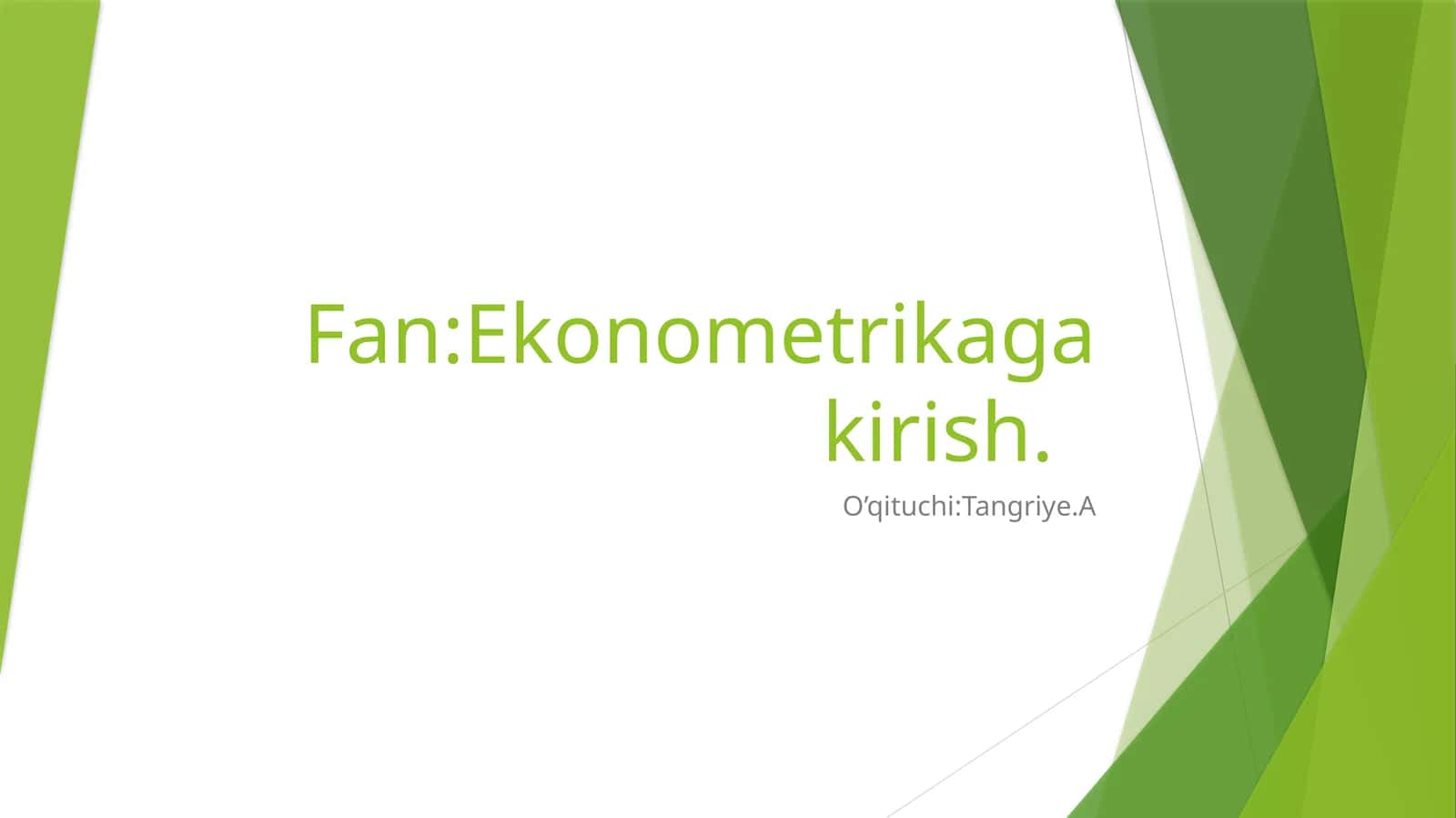 Ekonometrikada ehtimollar nazariyasi va matematik statistikaning asosiy tushunchalari