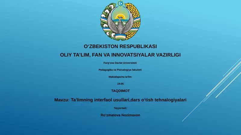 Interfaol Ta'lim Usullari va Texnologiyalari