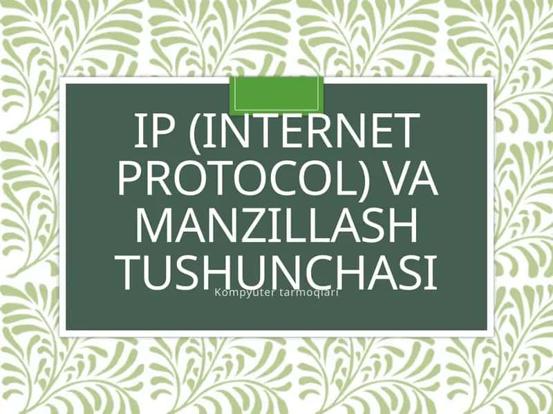 IP (Internet Protocol) va manzillash tushunchasi