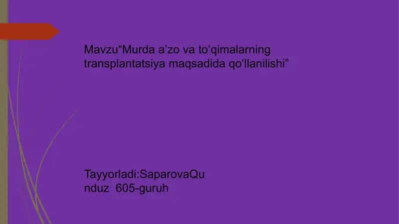 Murdaa’zovato‘qimalarning transplantatsiyasi