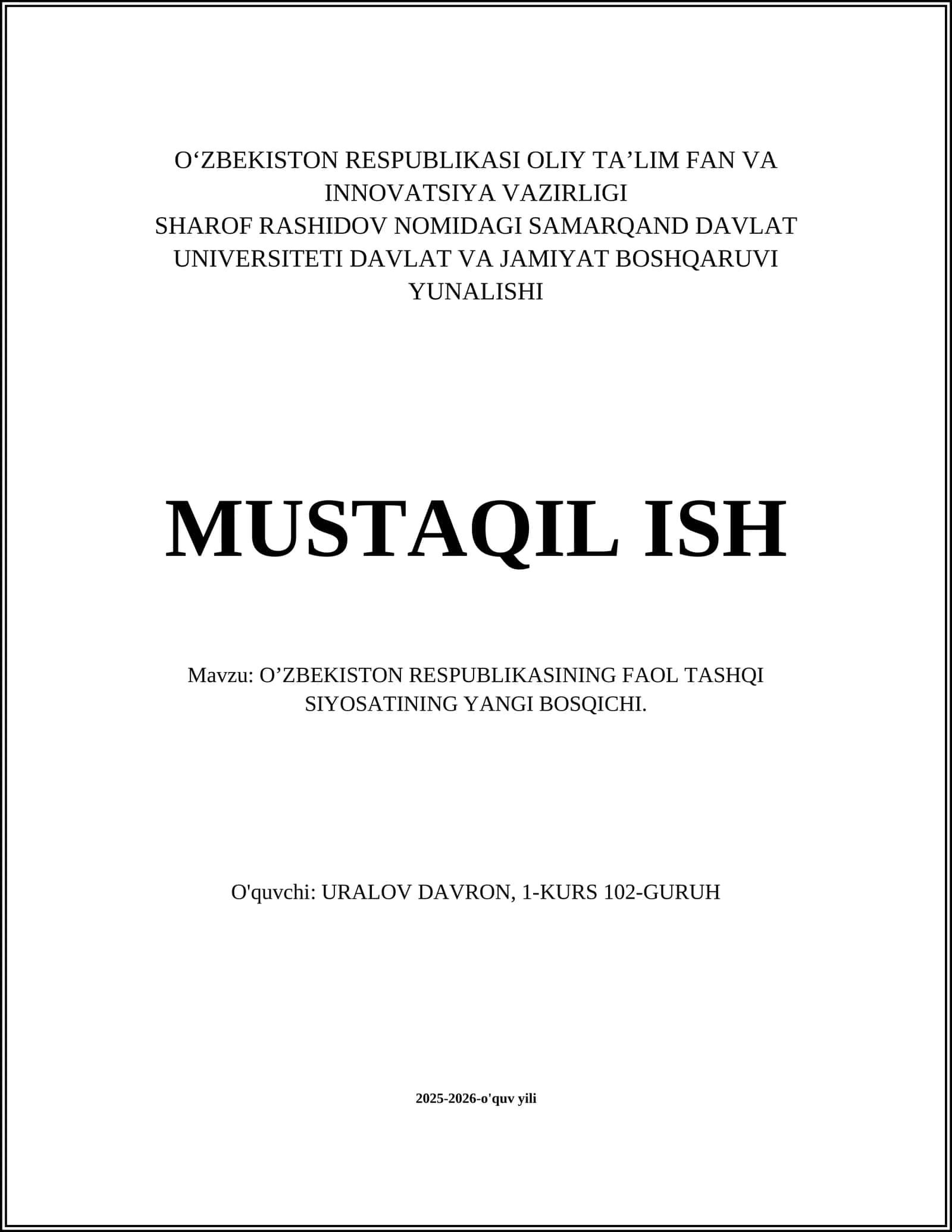 O'zbekistonning yangi bosqich tashqi siyosatida iqtisodiy diplomatiya strategiyalari