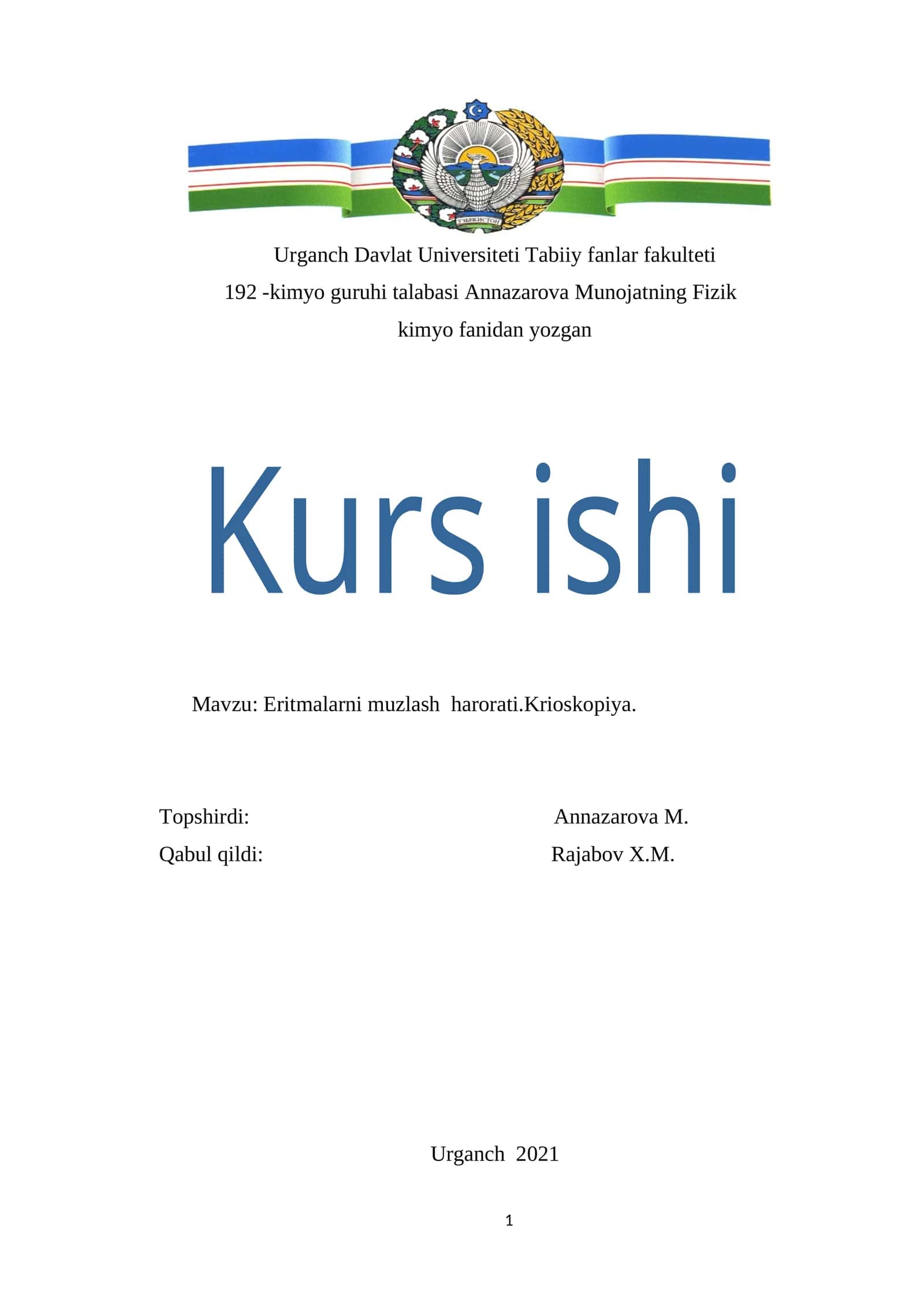 Eritmalarni muzlash harorati.Krioskopiya