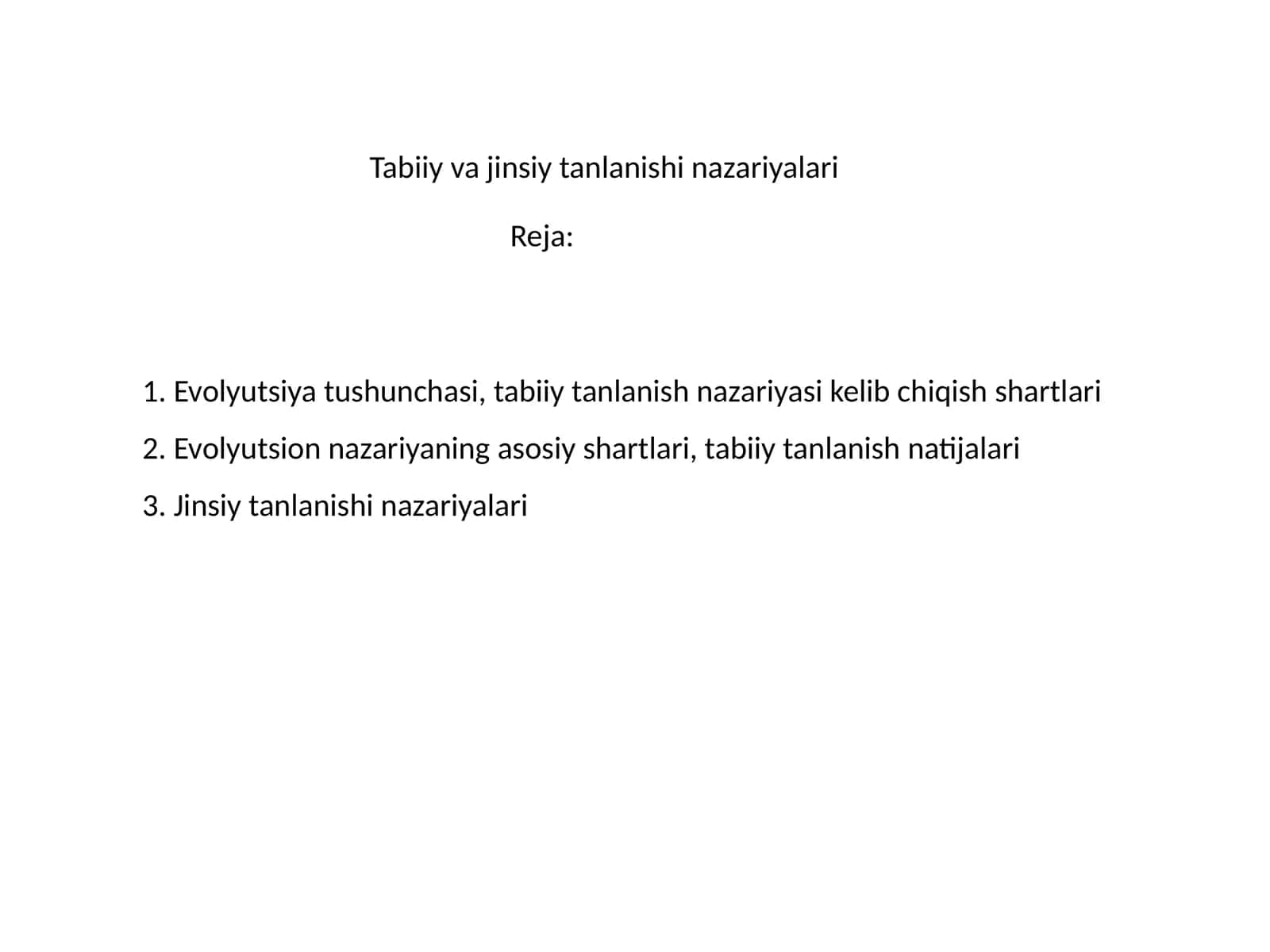 Tabiiy va jinsiy tanlanishi nazariyalari