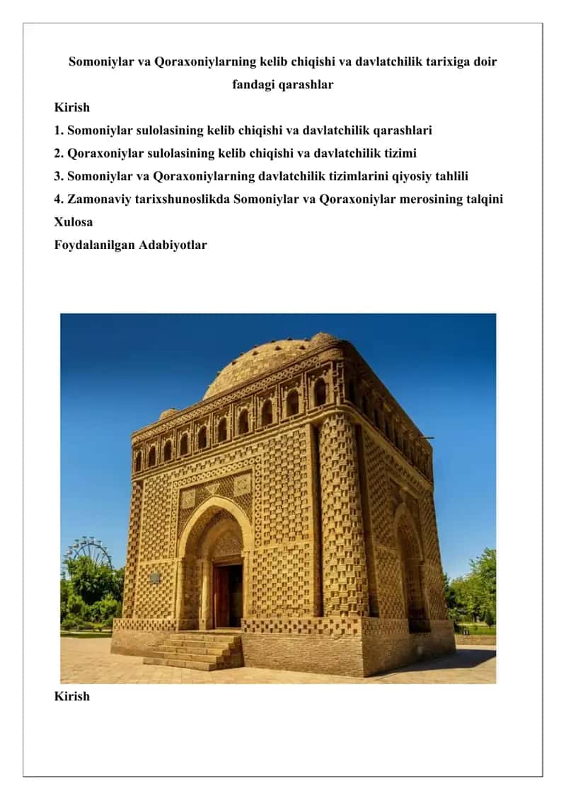 Somoniylar va Qoraxoniylar tarixi