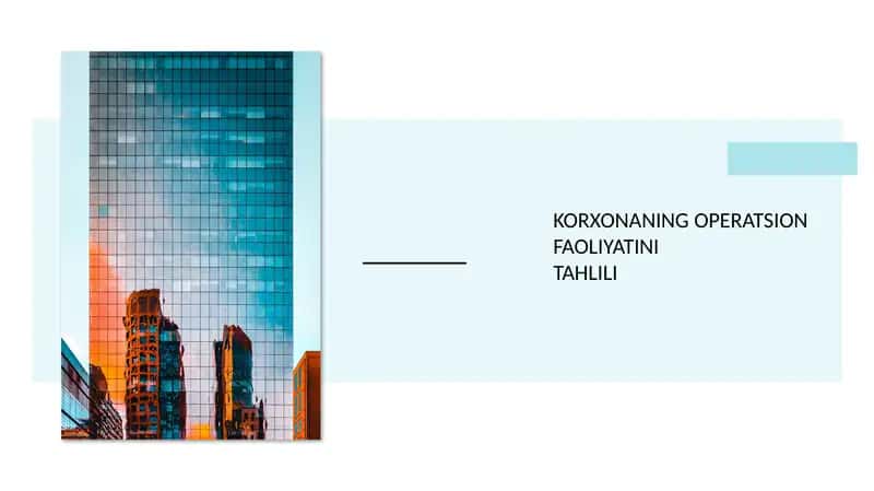 Korxonaning operatsion faoliyati