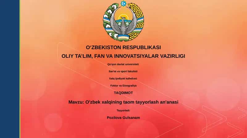 O'zbek xalqining taom tayyorlash an'anasi