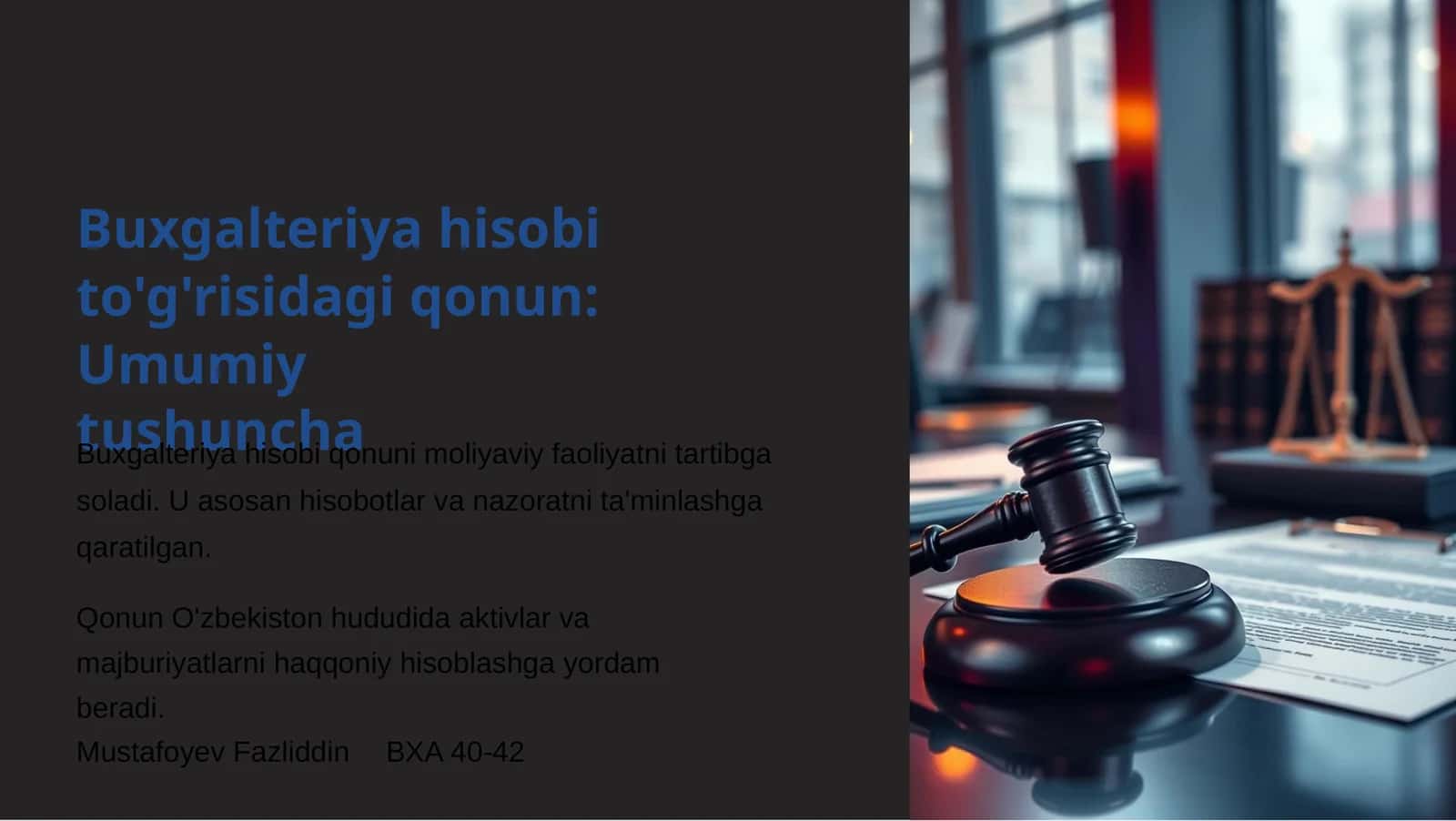 Buxgalteriya hisobi to'g'risidagi qonun: Umumiy tushuncha