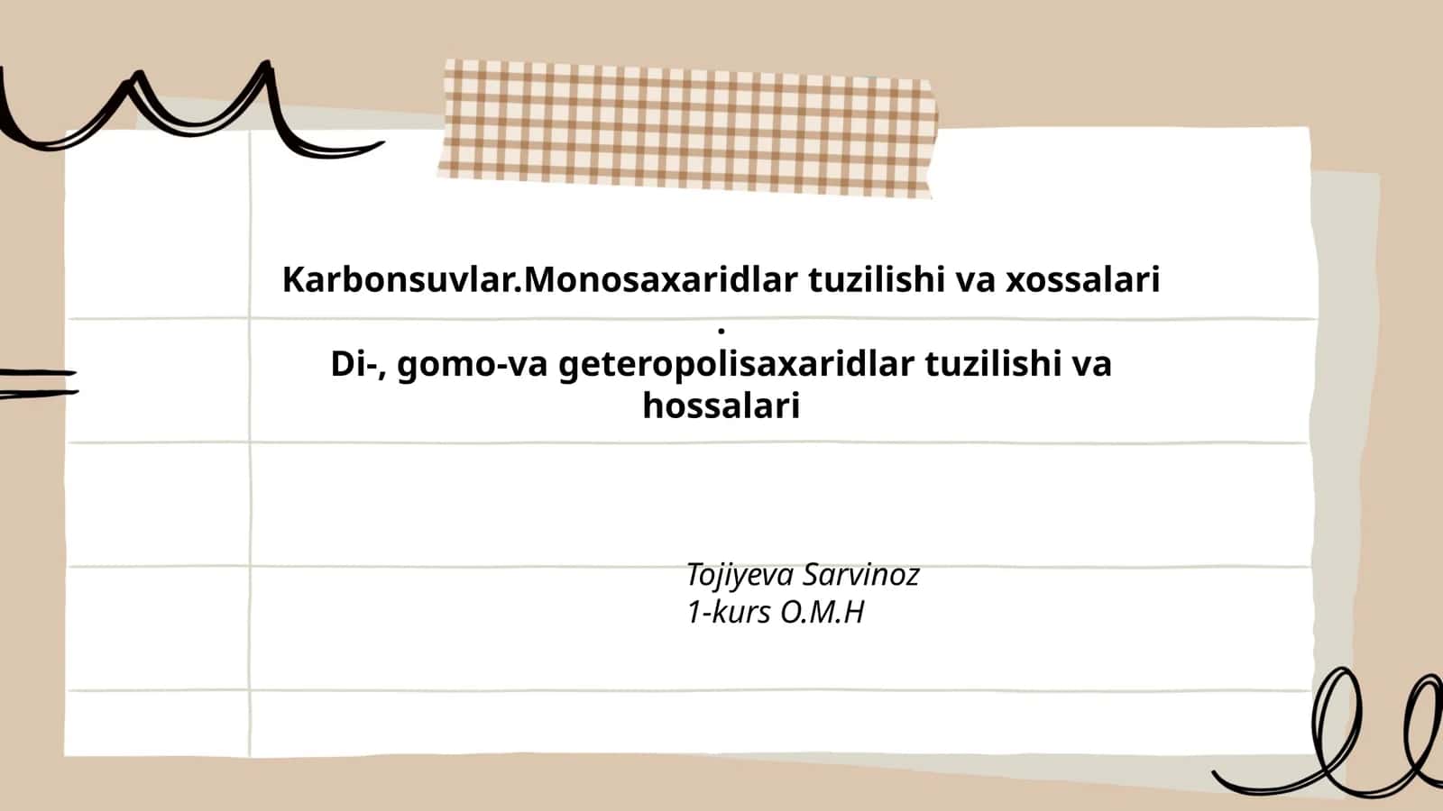 Karbonsuvlar.Monosaxaridlar tuzilishi va xossalari.Di-, gomo-va geteropolisaxaridlar tuzilishi va hossalari