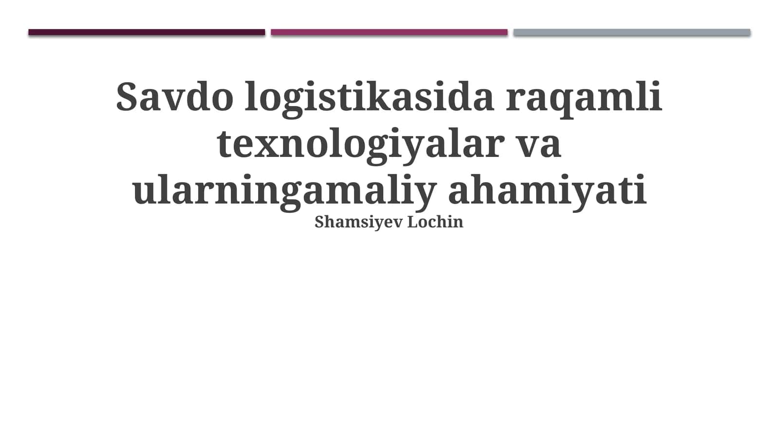 Raqamli logistika tushunchasi