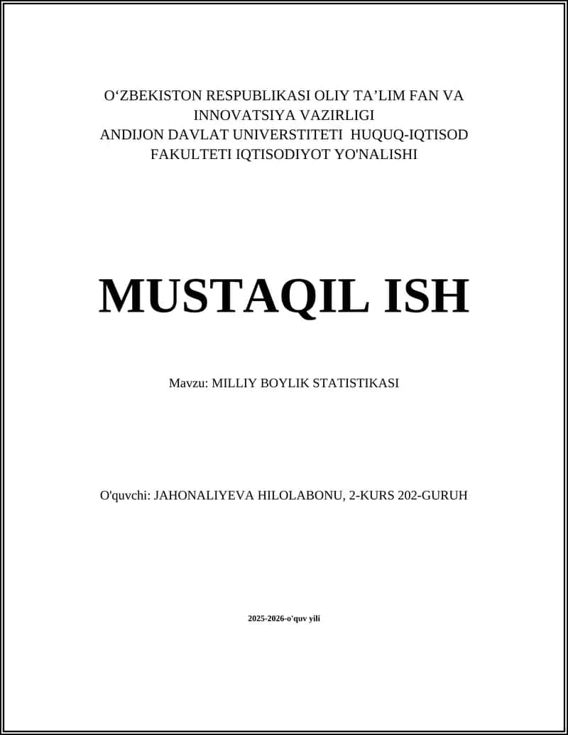 MILLIY BOYLIK STATISTIKASI