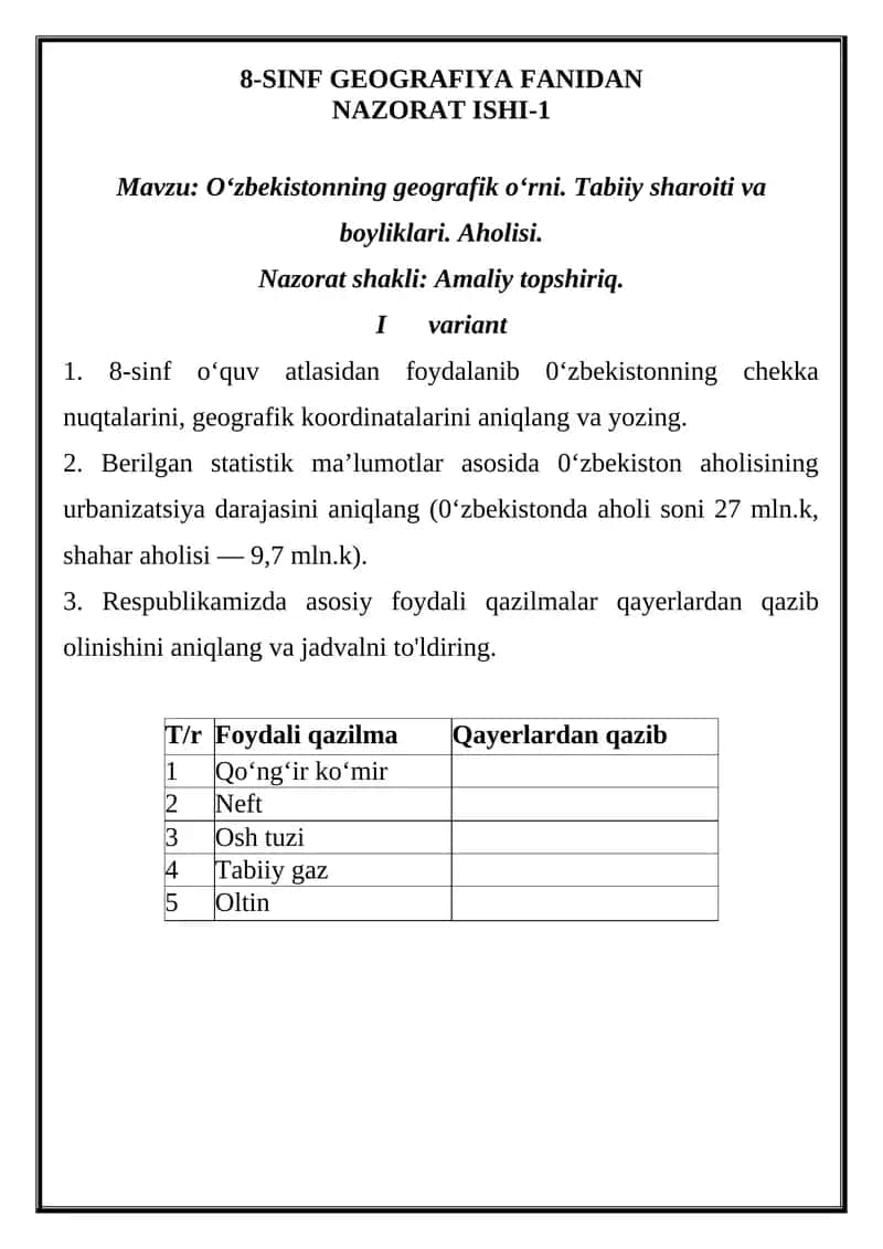 8-SINF GEOGRAFIYA FANIDAN NAZORAT ISHI-1