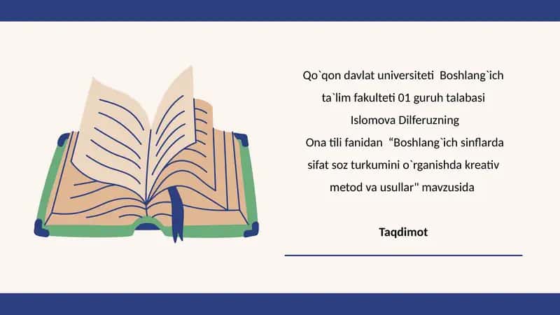 Boshlang`ich sinflarda sifat soz turkumini o`rganishda kreativ metod va usullar"