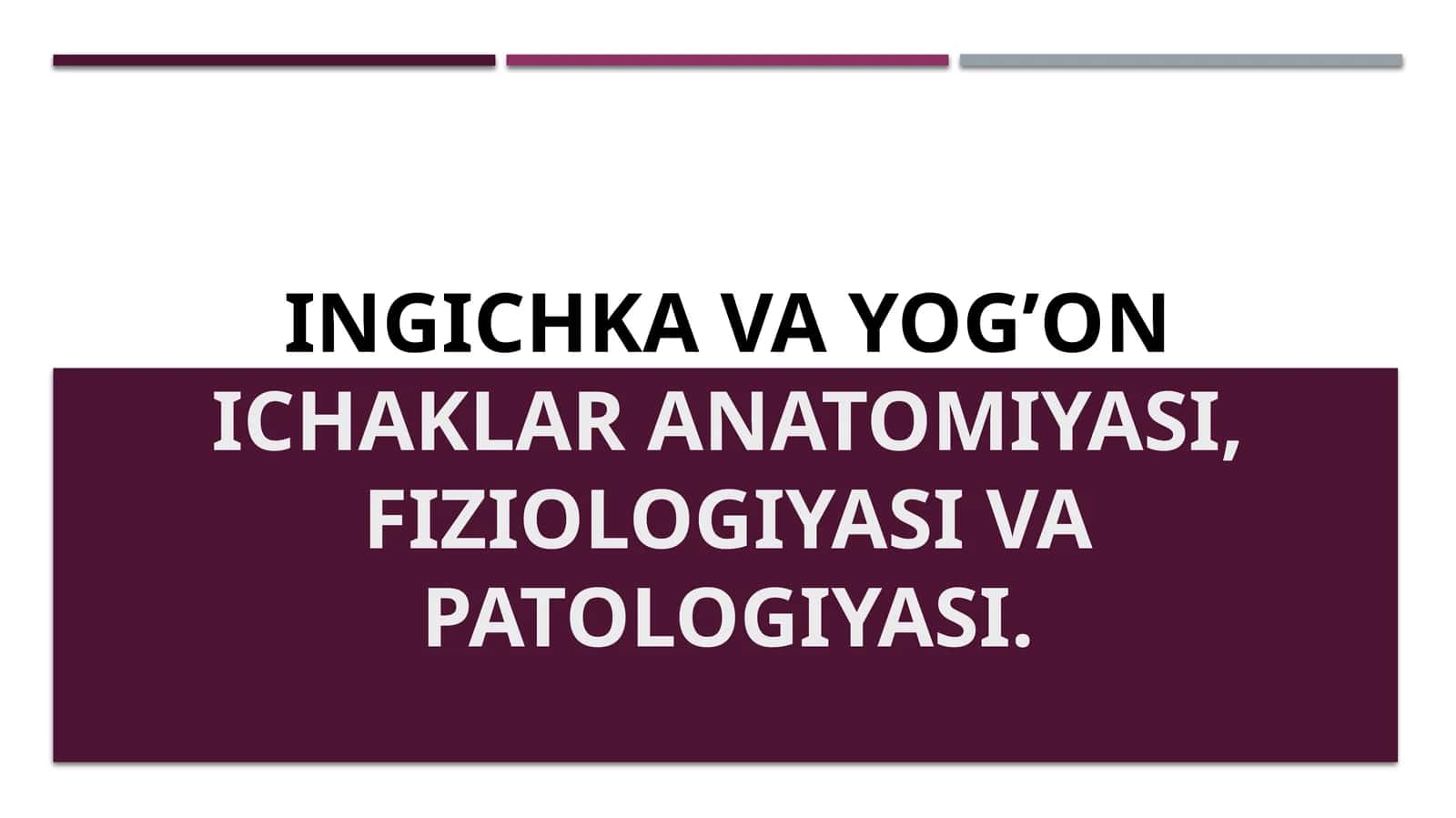 Ingichkavayog’onichaklar anatomiyasi, fiziologiyasi va patologiyasi