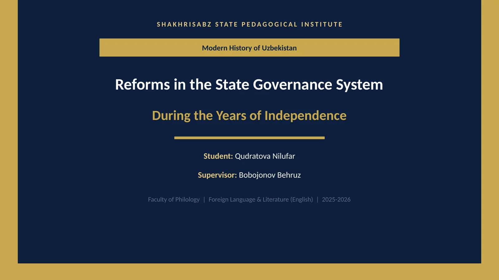 Modern History of Uzbekistan