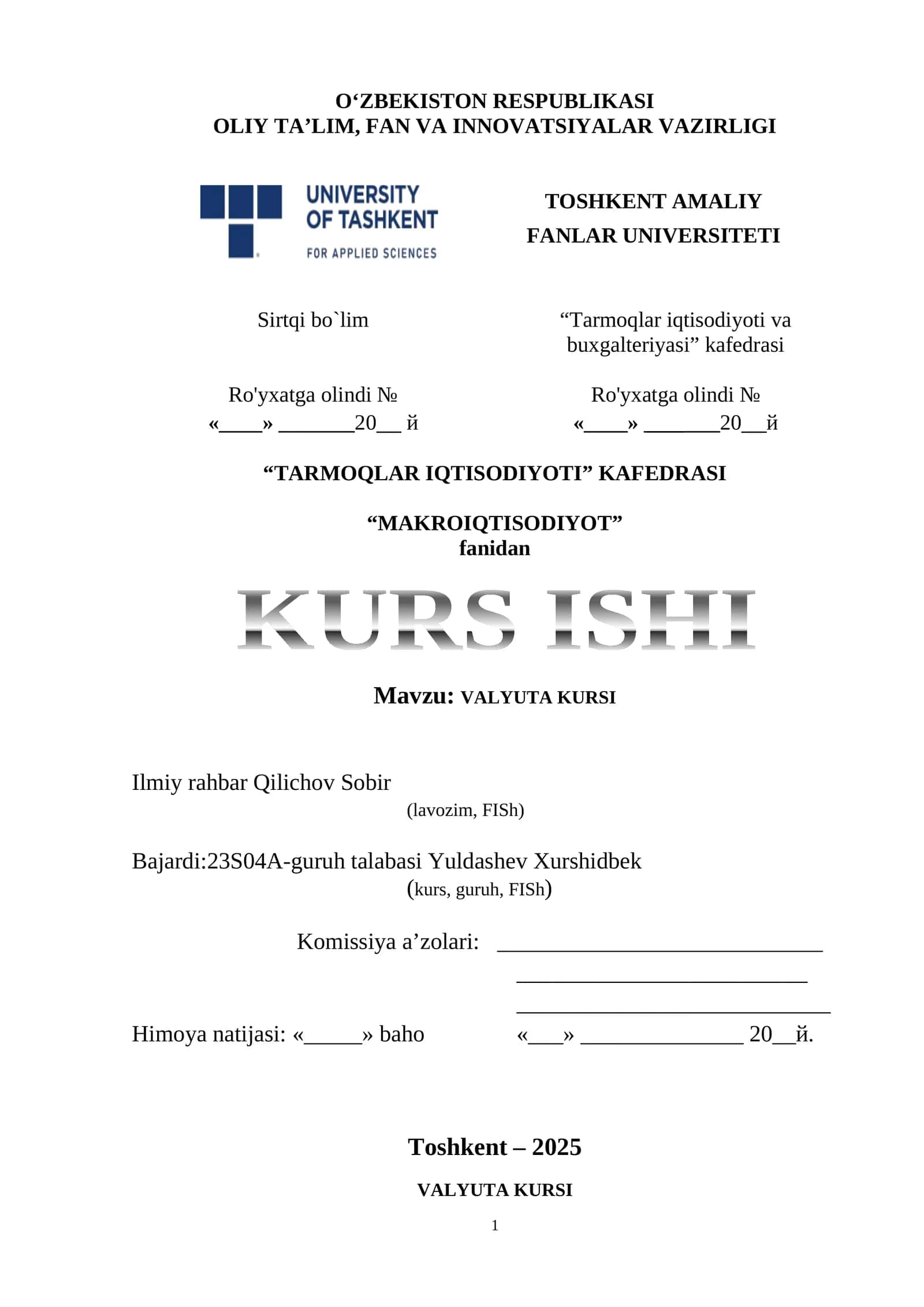 VALYUTA KURSI