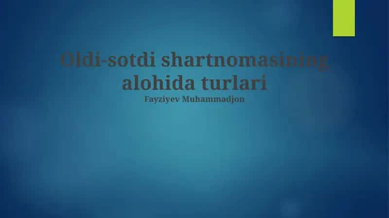 Intellektual Mulkiy Huquqlar Sotuv Shartnomasi