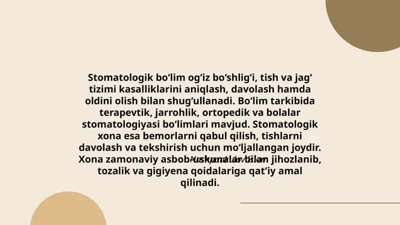 Stomatologik bo‘lim