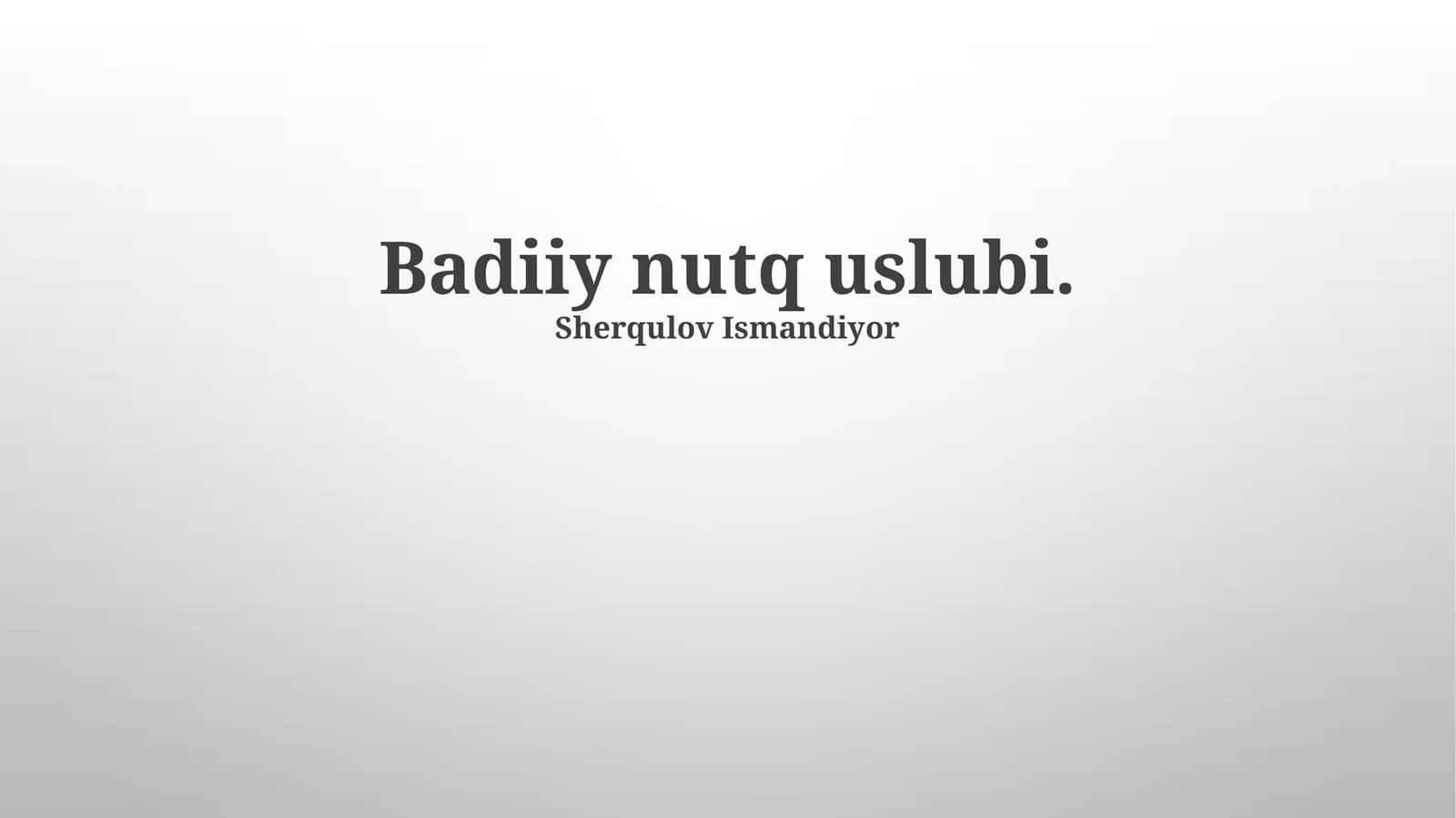 Nutqning Badiiy Uslublari