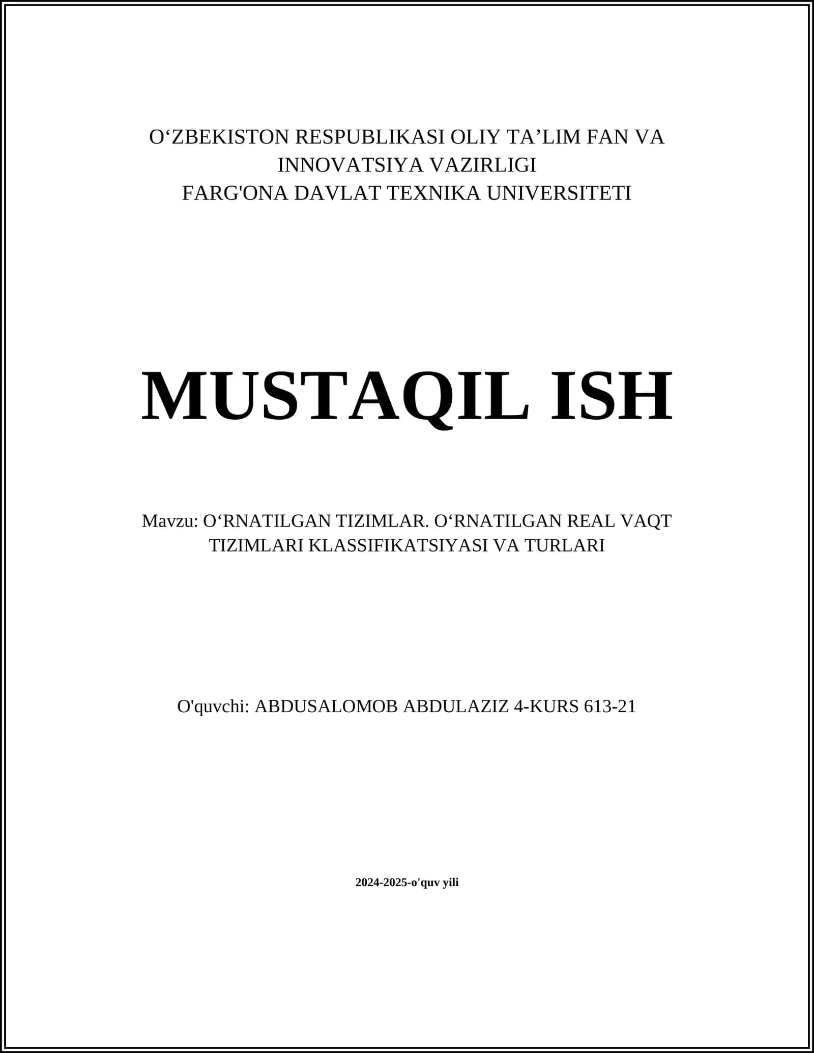 O‘rnatilgan tizimlar