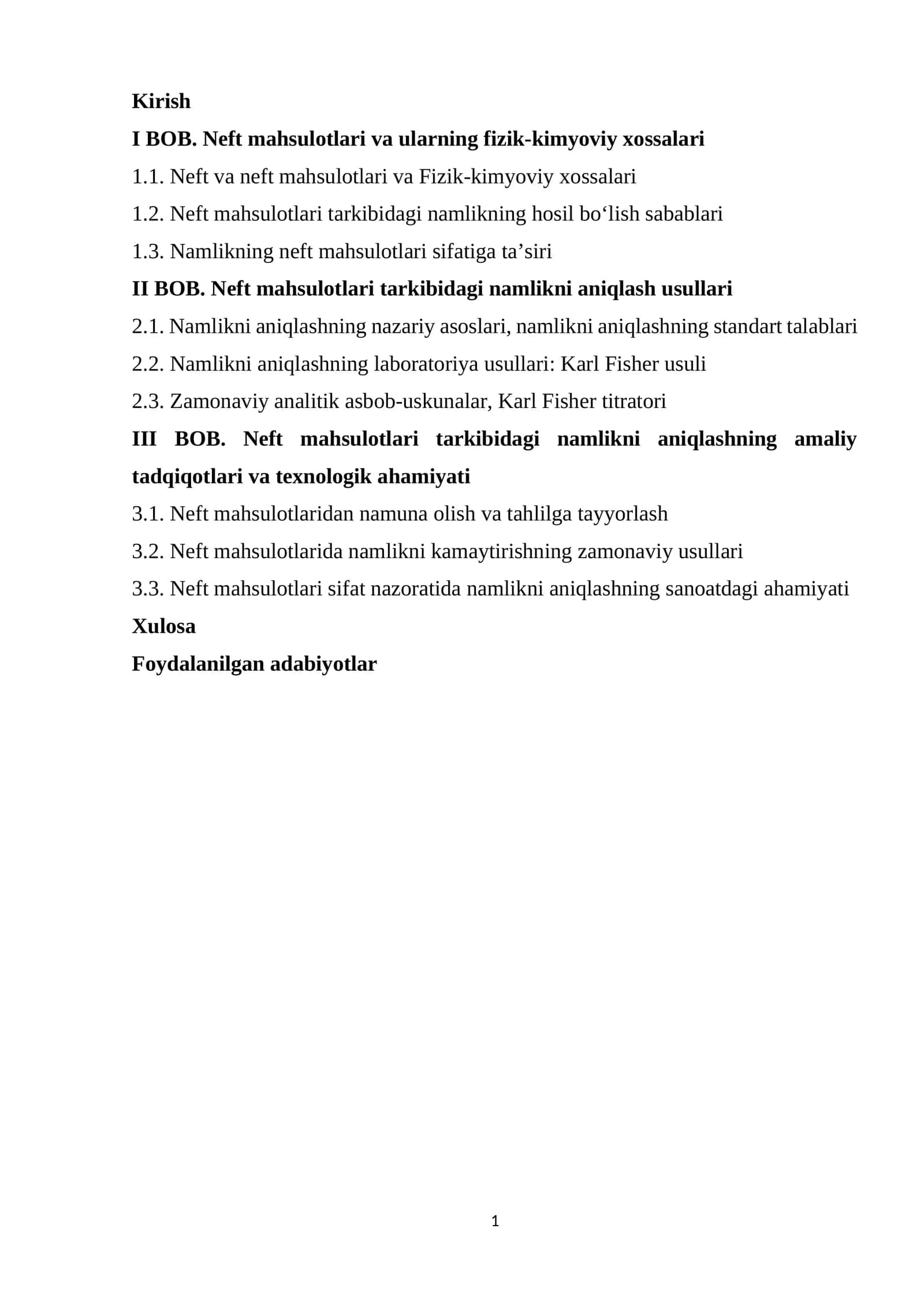 Neft mahsulotlari va ularning fizik-kimyoviy xossalari