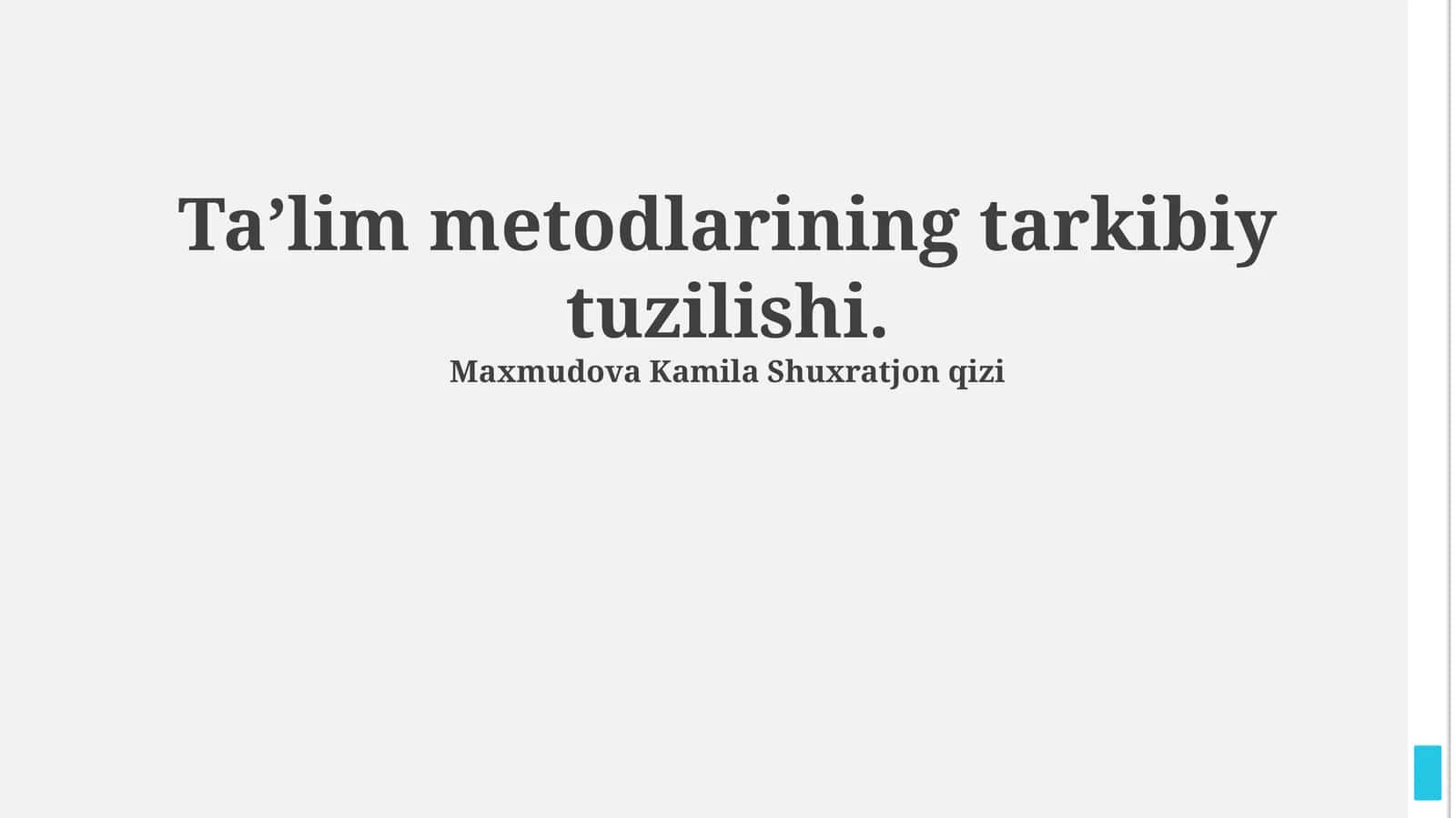 Ta'lim metodlarining tarkibiy tuzilishi