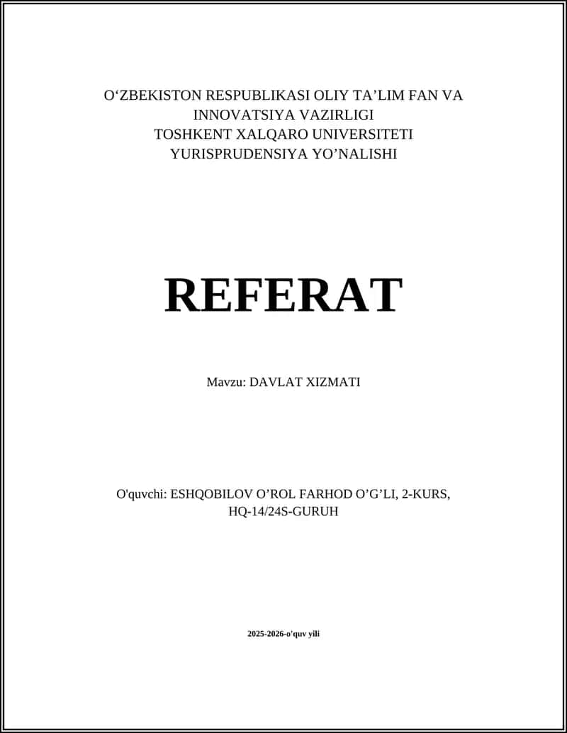 DAVLAT XIZMATI