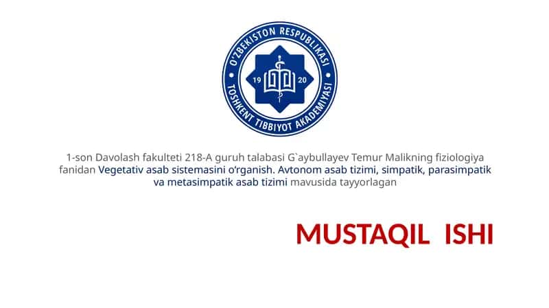Vegetativ asab sistemasini o‘rganish