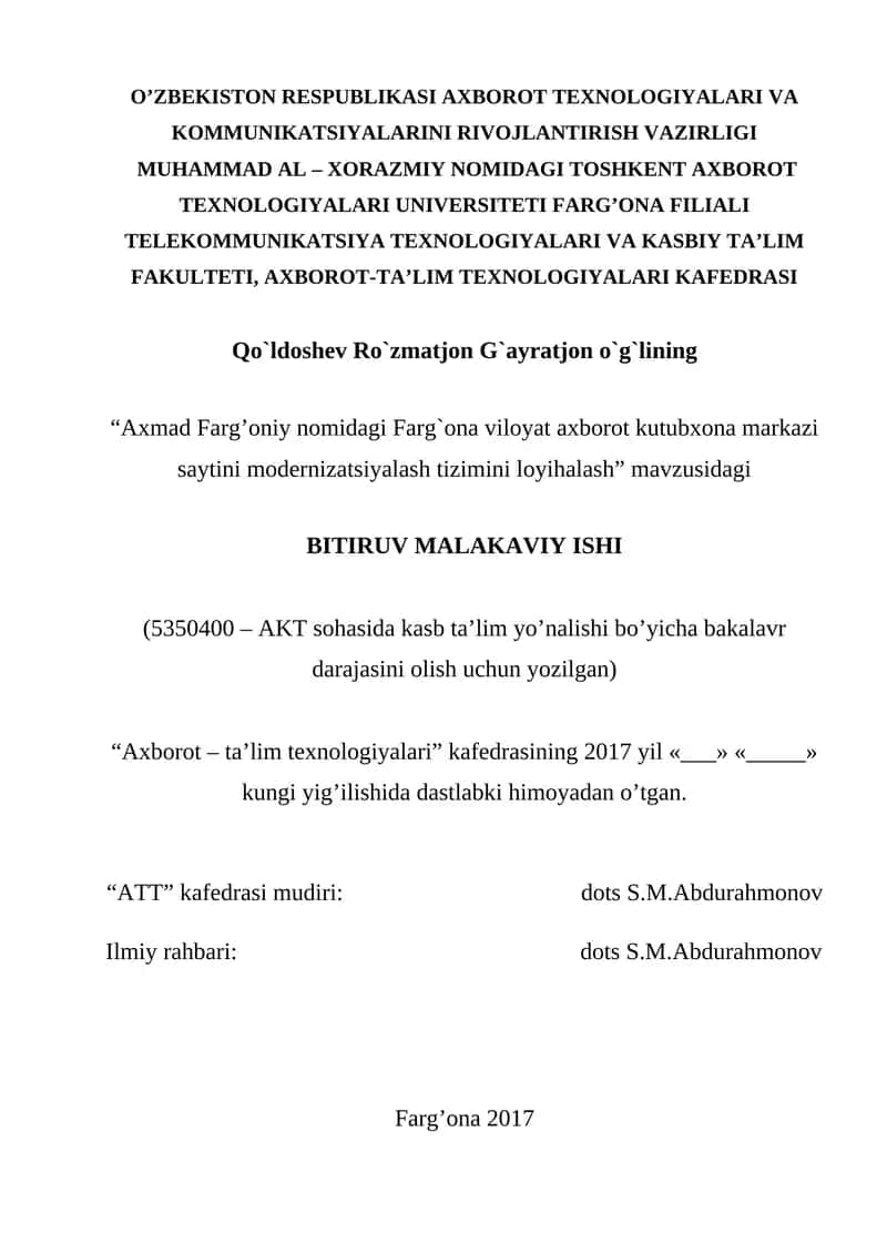 Axborot-Talim Texnologiyalari Kafedrasi