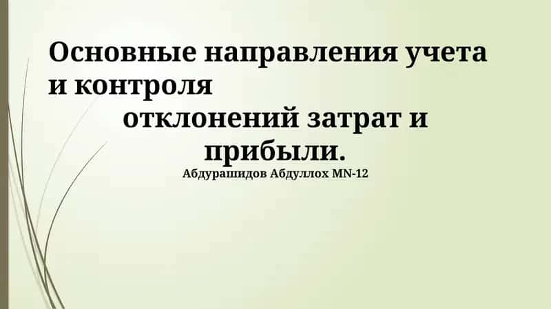 Основные направления учета и контроля отклонений затрат и прибыли