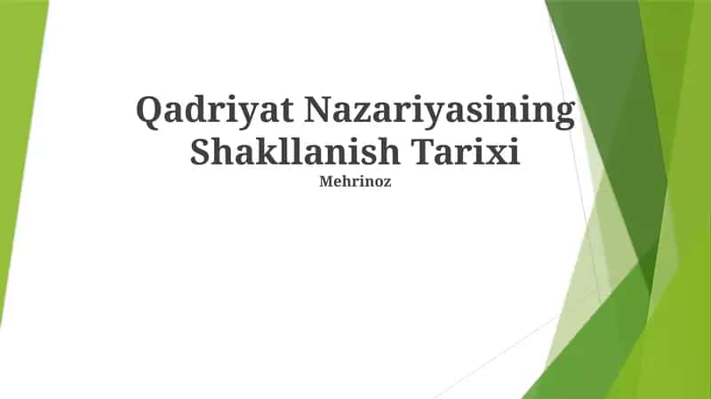 Qadriyat Nazariyasining Shakllanish Tarixi
