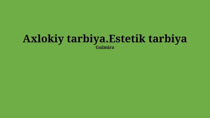 Axlokiy tarbiya