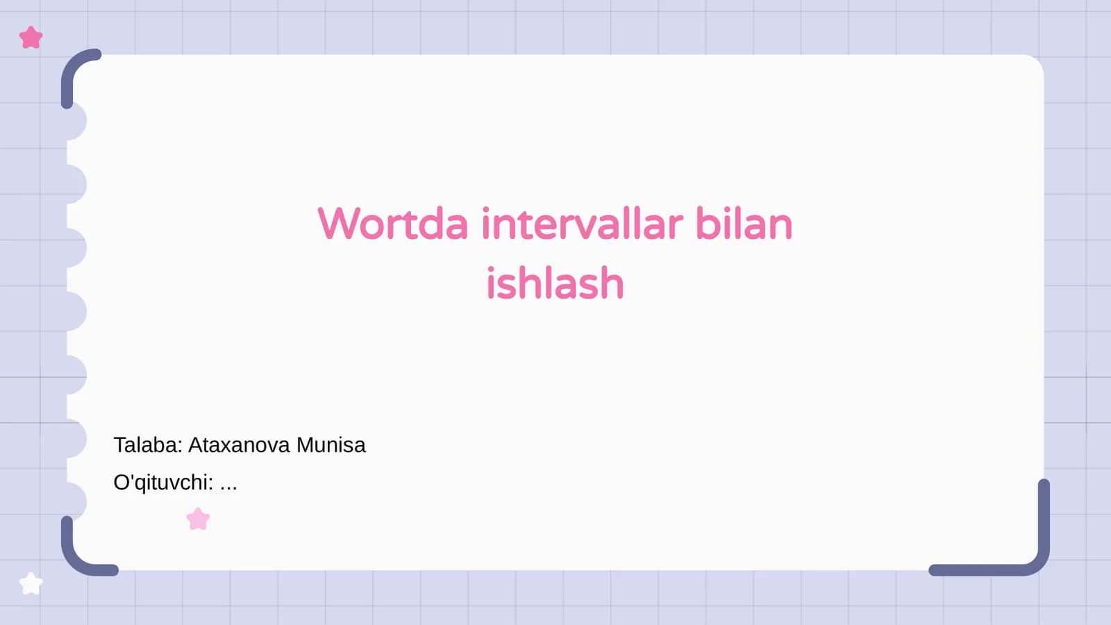 Wortda intervallar bilan ishlash