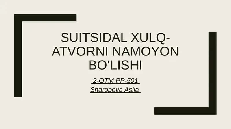 Suitsidal xulq-atvorni namoyon bo‘lishi