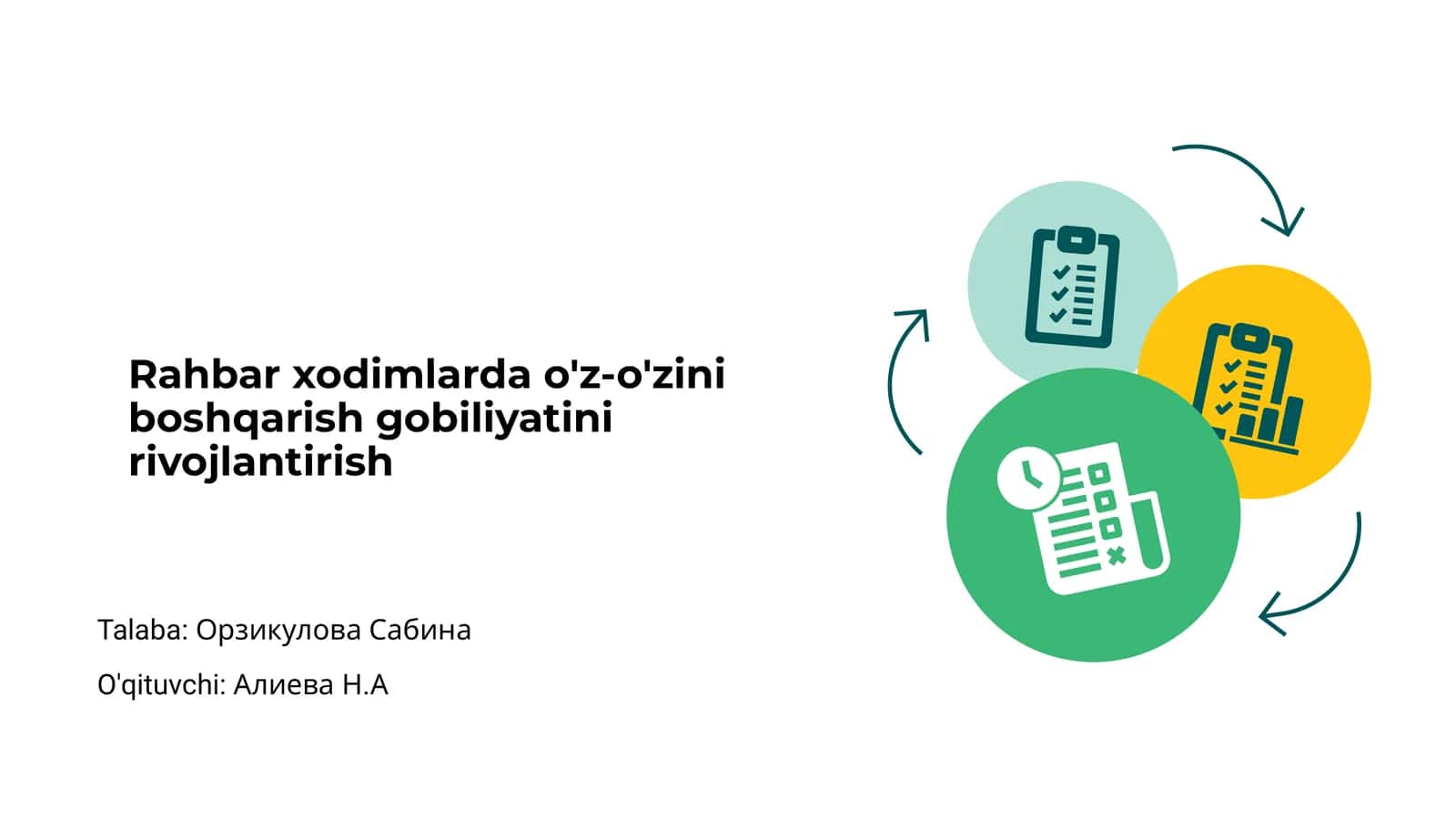 Rahbar xodimlarda o'z-o'zini boshqarish gobiliyatini rivojlantirish
