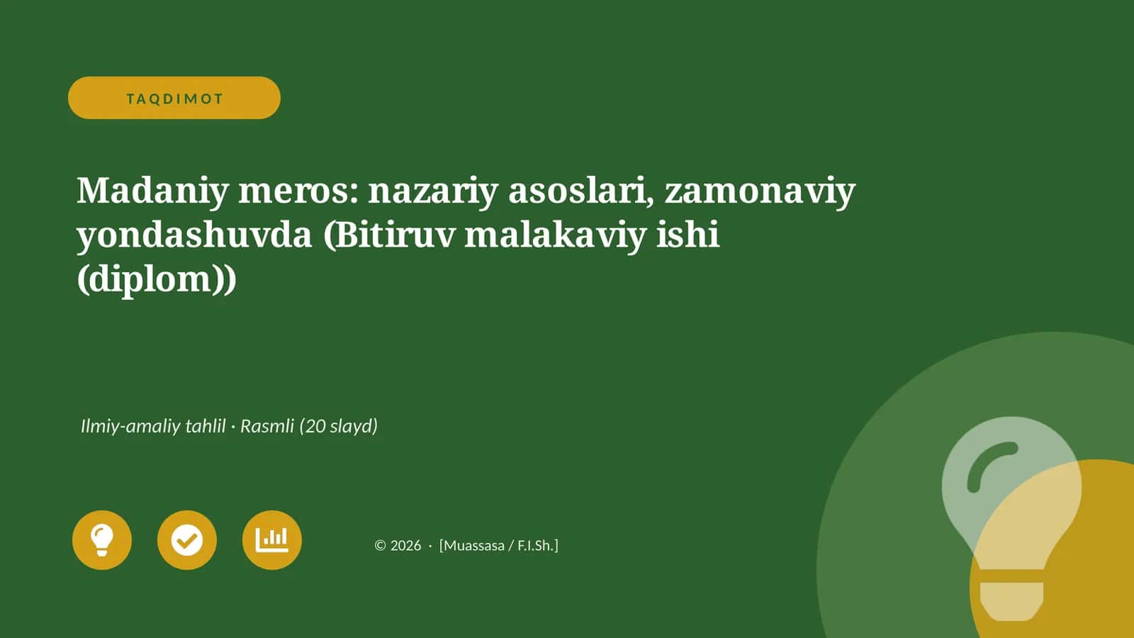 Madaniy meros: nazariy asoslari, zamonaviy yondashuvda (Bitiruv malakaviy ishi (diplom))