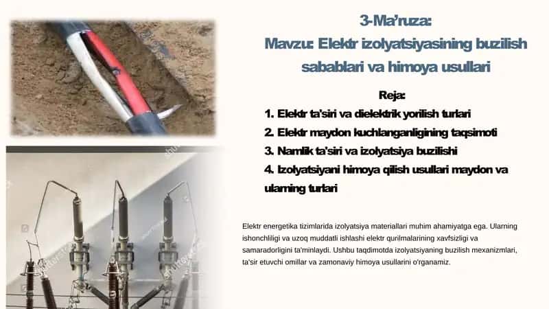 Elektr energetika tizimlarida izolyatsiya materiallari