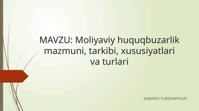 Moliyaviy huquqning asosiy sohalari