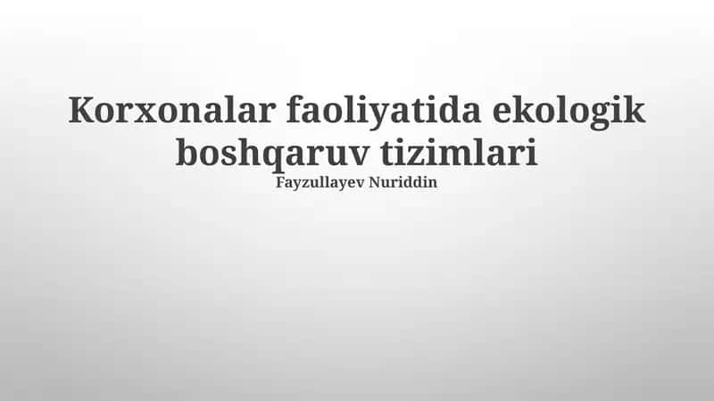 Ekologik boshqaruv tizimlari