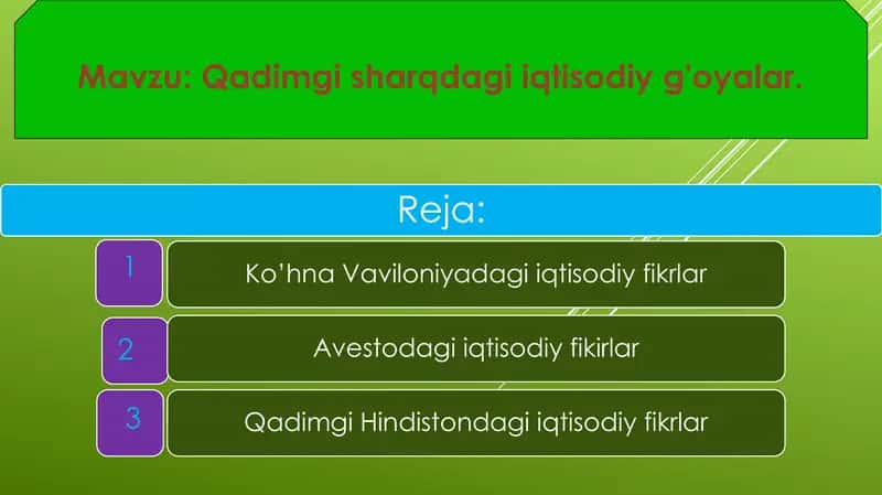 Qadimgi sharqdagi iqtisodiy g'oyalar