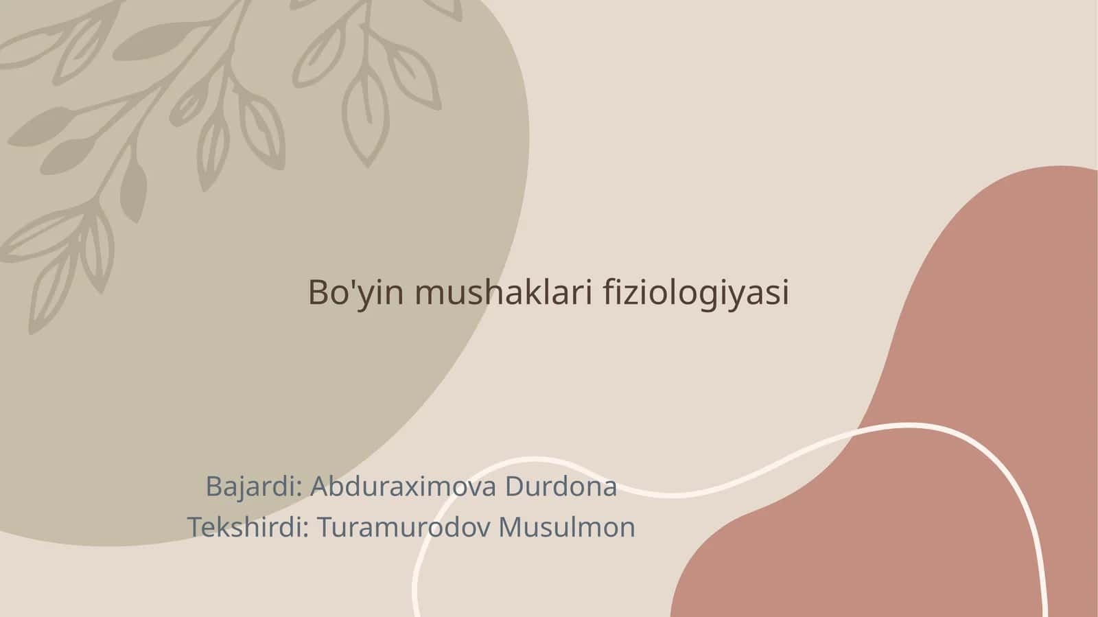 Bo'yin mushaklari fiziologiyasi