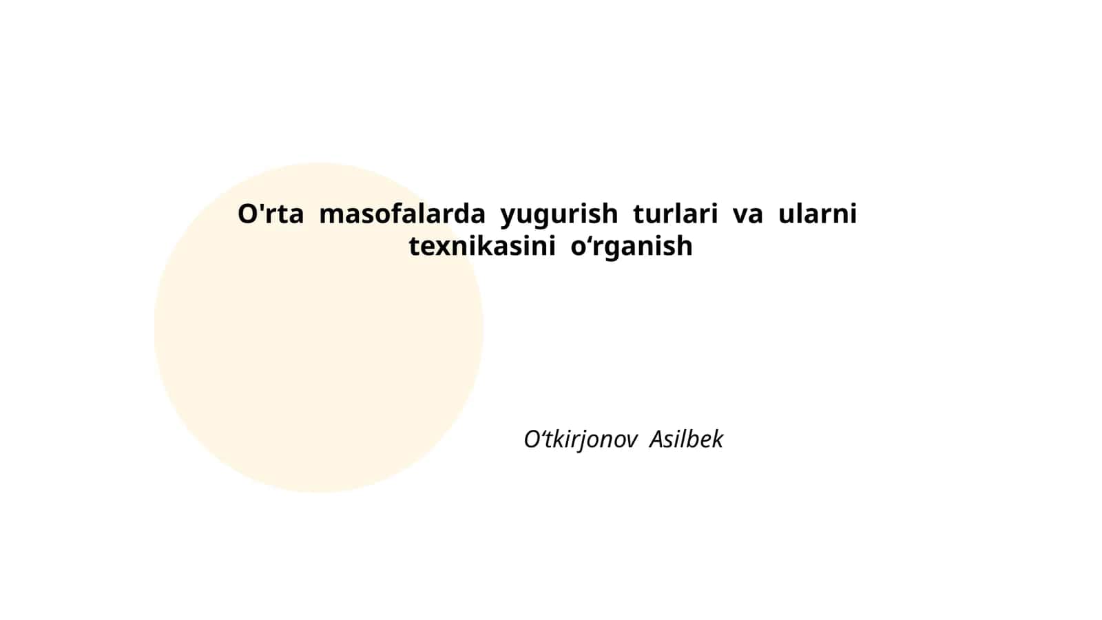 O'rta masofalarda yugurish turlari va ularni texnikasini o‘rganish