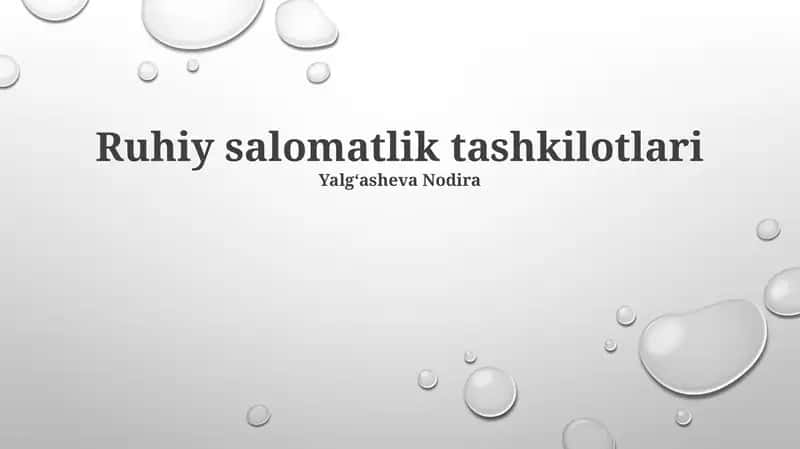 Ruhiy salomatlik tashkilotlari