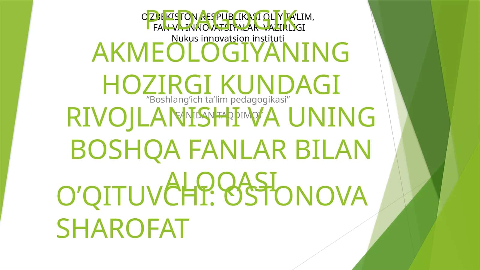 Boshlang’ich ta’lim pedagogikasi
