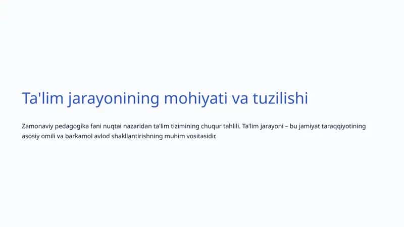 Ta'lim jarayonining mohiyati va tuzilishi