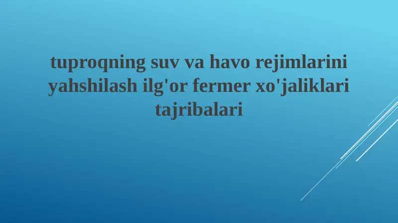 Suv tejovchi sug'orish texnologiyalari