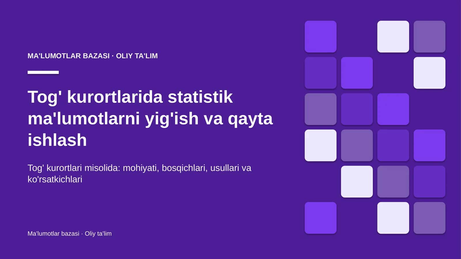 tog' kurortlarida statistik ma'lumotlarni yig'ish va qayta ishlash 4712