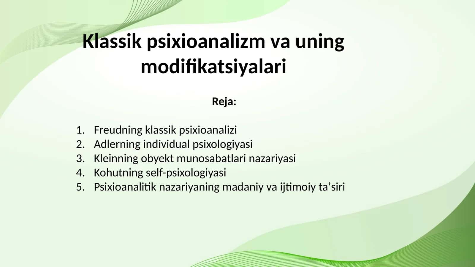 Klassik psixioanalizm va uning modifikatsiyalari