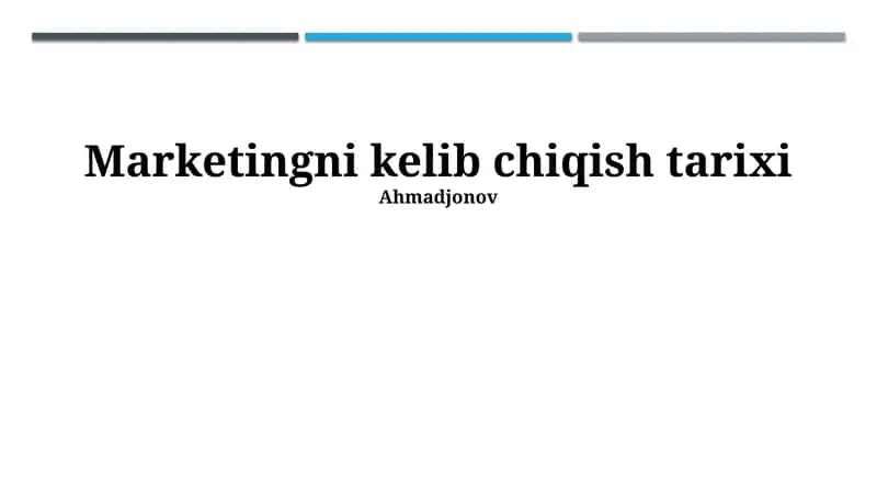 Marketingni kelib chiqish tarixi
